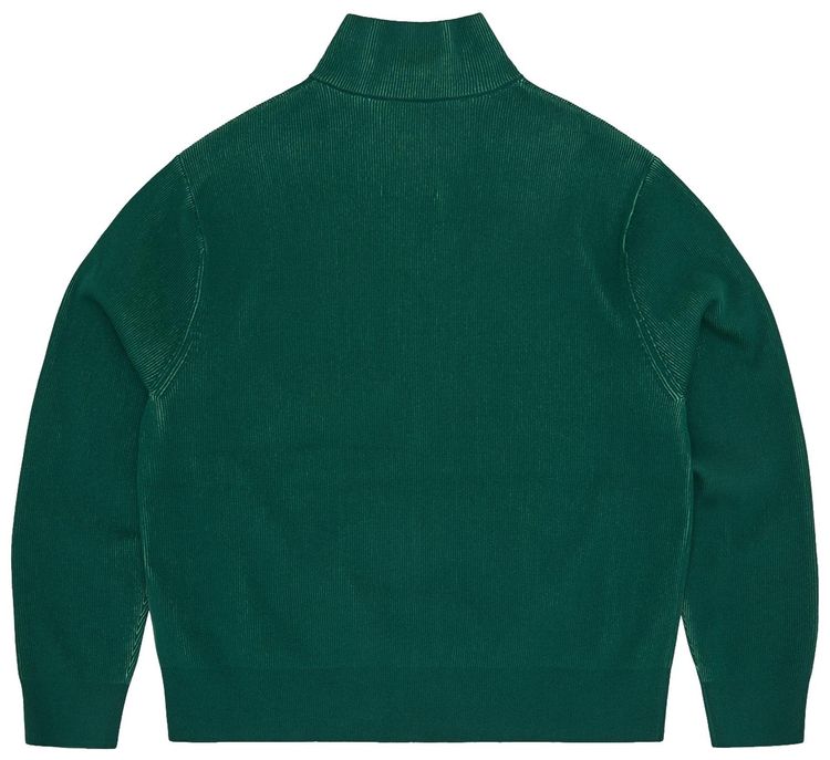 Corteiz 2 Tone Ribbed Knit Zip Up Green