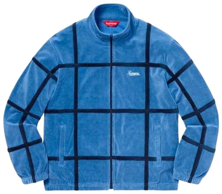 Supreme Grid Taping Velour Jacket Blue