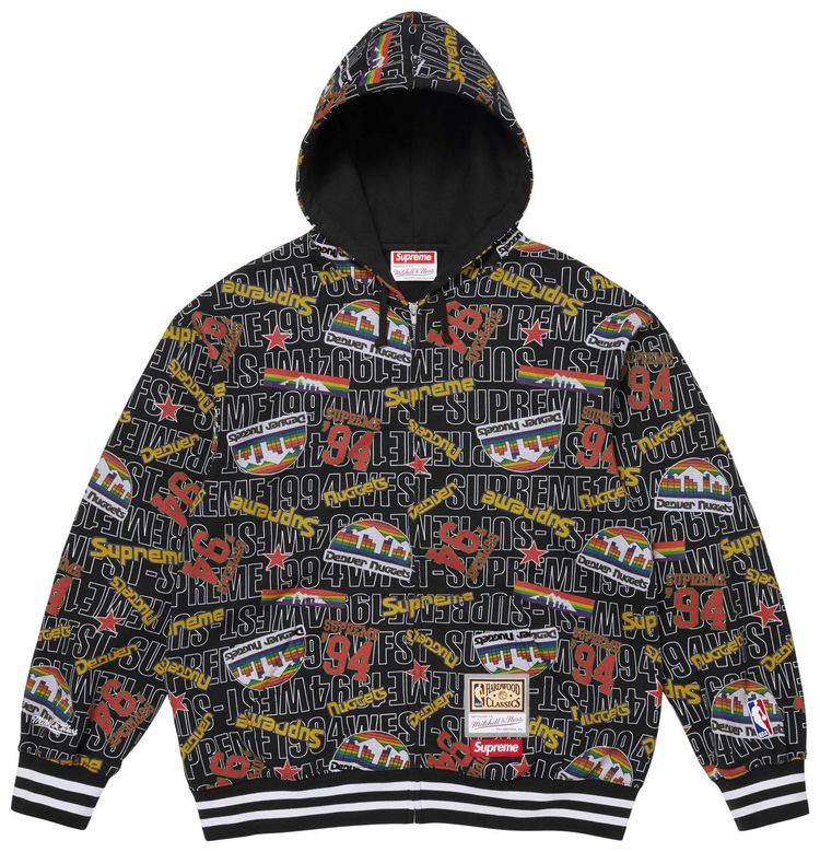 Supreme x Mitchell  Ness Teams Zip Up Hooded Sweatshirt Black