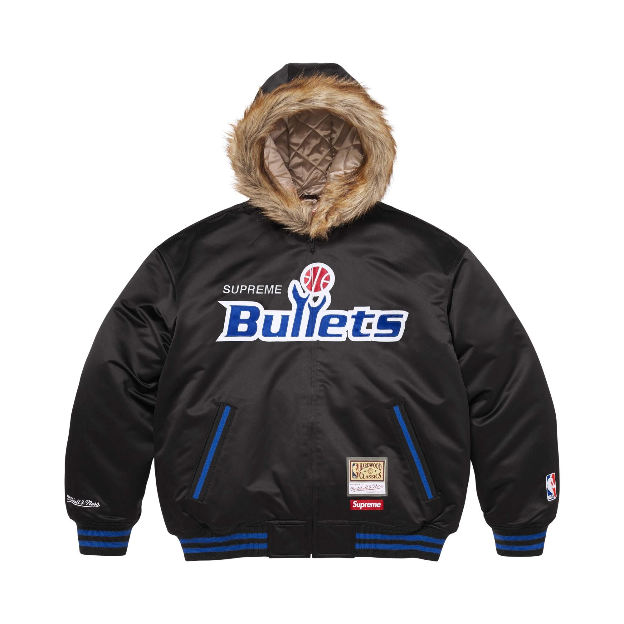 Buy Supreme x Mitchell & Ness Teams Hooded Satin Varsity Jacket