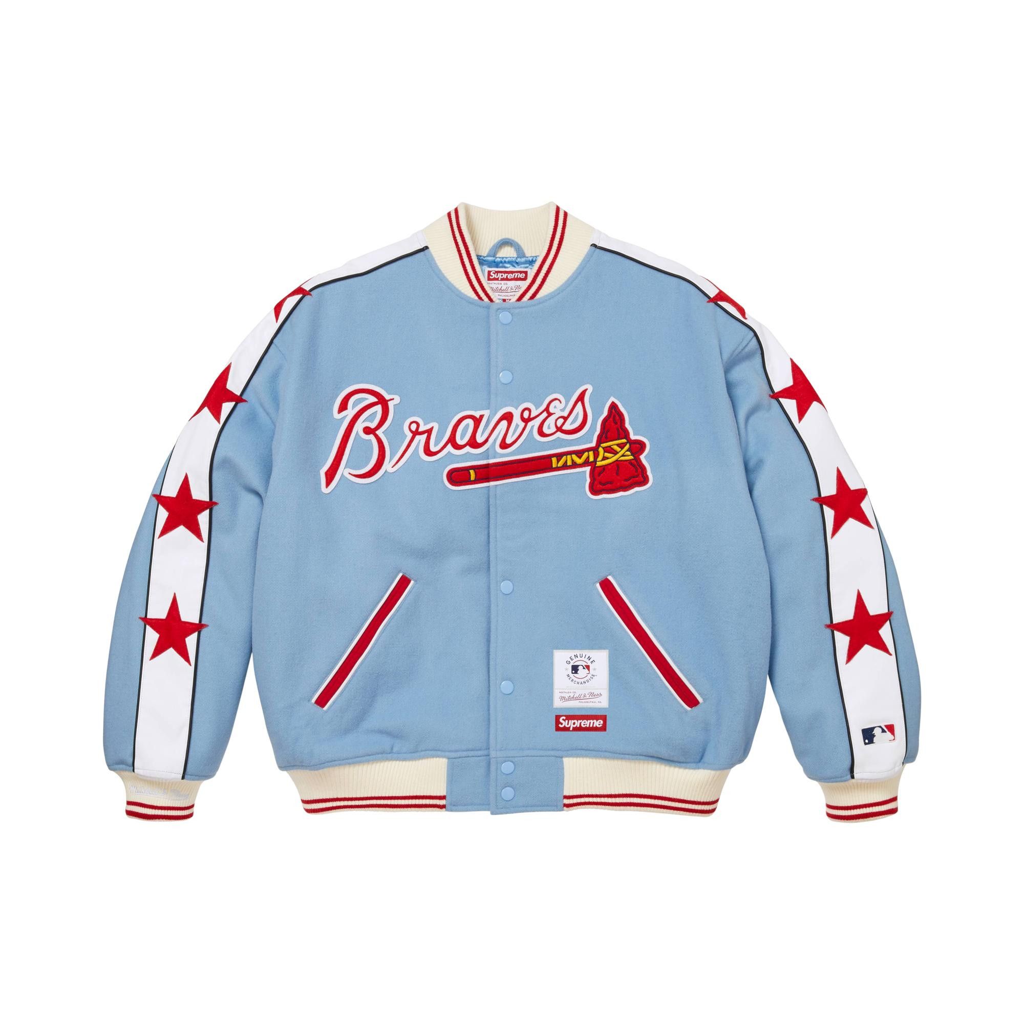 Buy Supreme x Mitchell & Ness Teams Varsity Jacket 'Light Blue