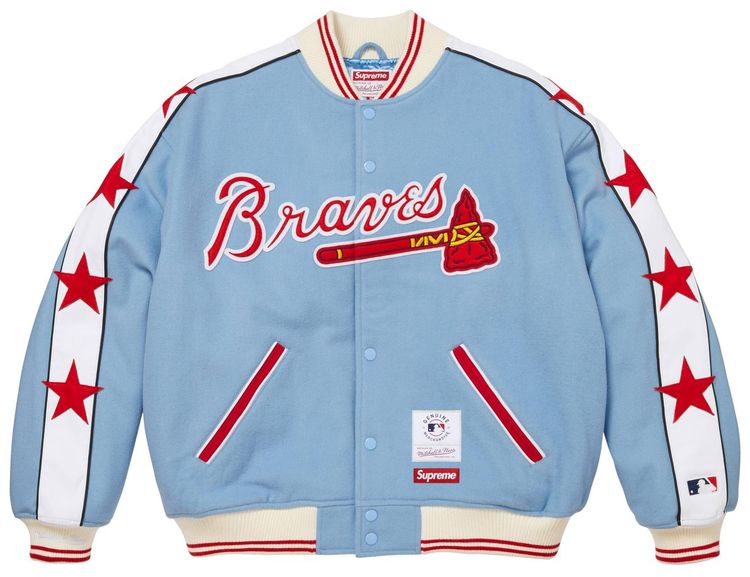 Supreme x Mitchell  Ness Teams Varsity Jacket Light Blue