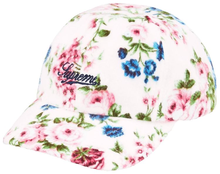 Supreme Floral Flannel 6 Panel White