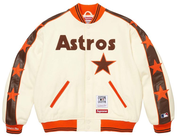 Supreme x Mitchell  Ness Teams Varsity Jacket White