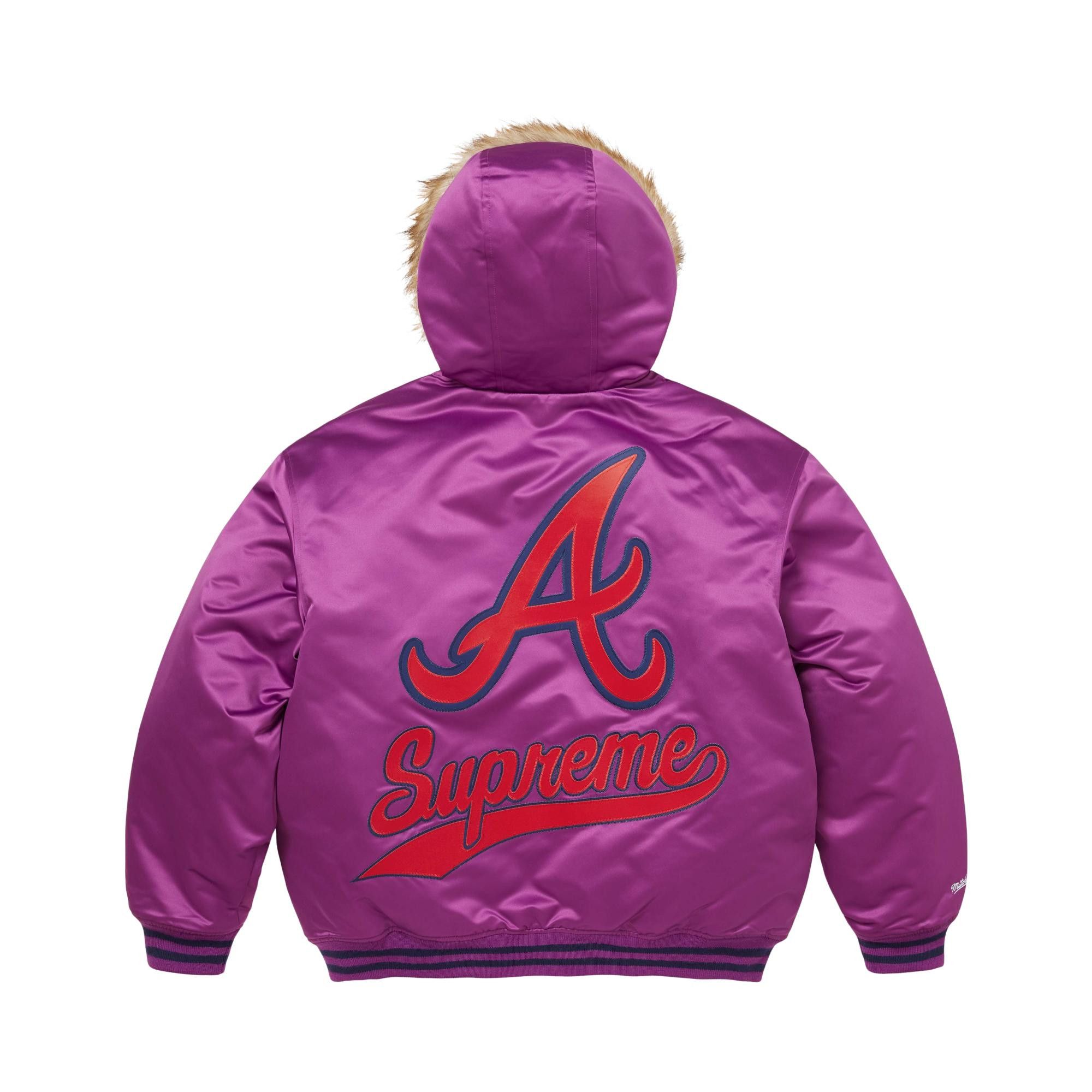 Buy Supreme x Mitchell & Ness Teams Hooded Satin Varsity Jacket