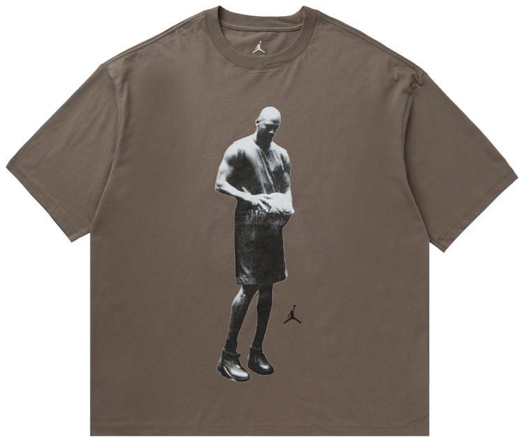 Air Jordan T Shirt Sport Graphic Crew Olive GreyBlack