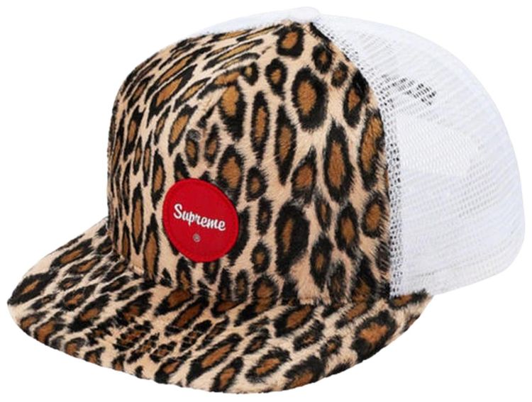 Supreme Leopard Mesh Back 5 Panel Cap White