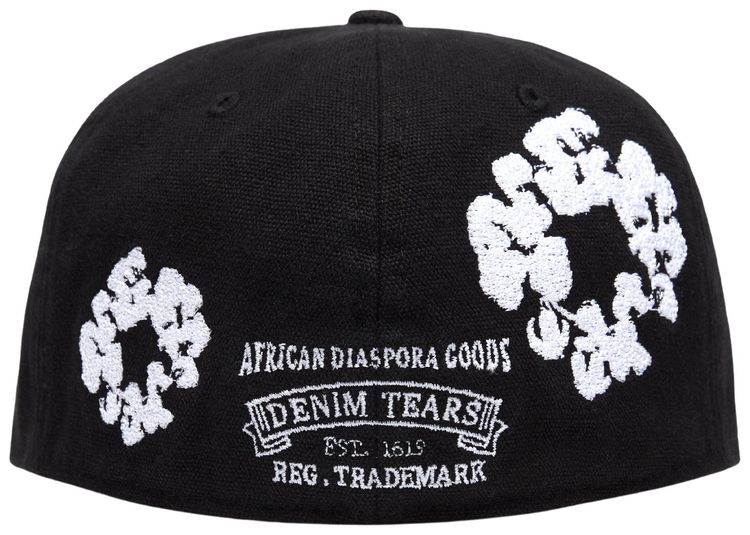 Denim Tears Cotton Wreath New Era 59FIFTY Canvas Fitted Cap Black