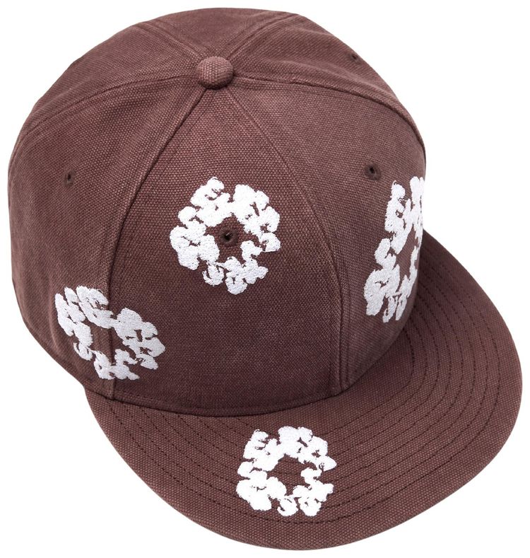 Denim Tears Cotton Wreath New Era 59FIFTY Canvas Fitted Cap Brown
