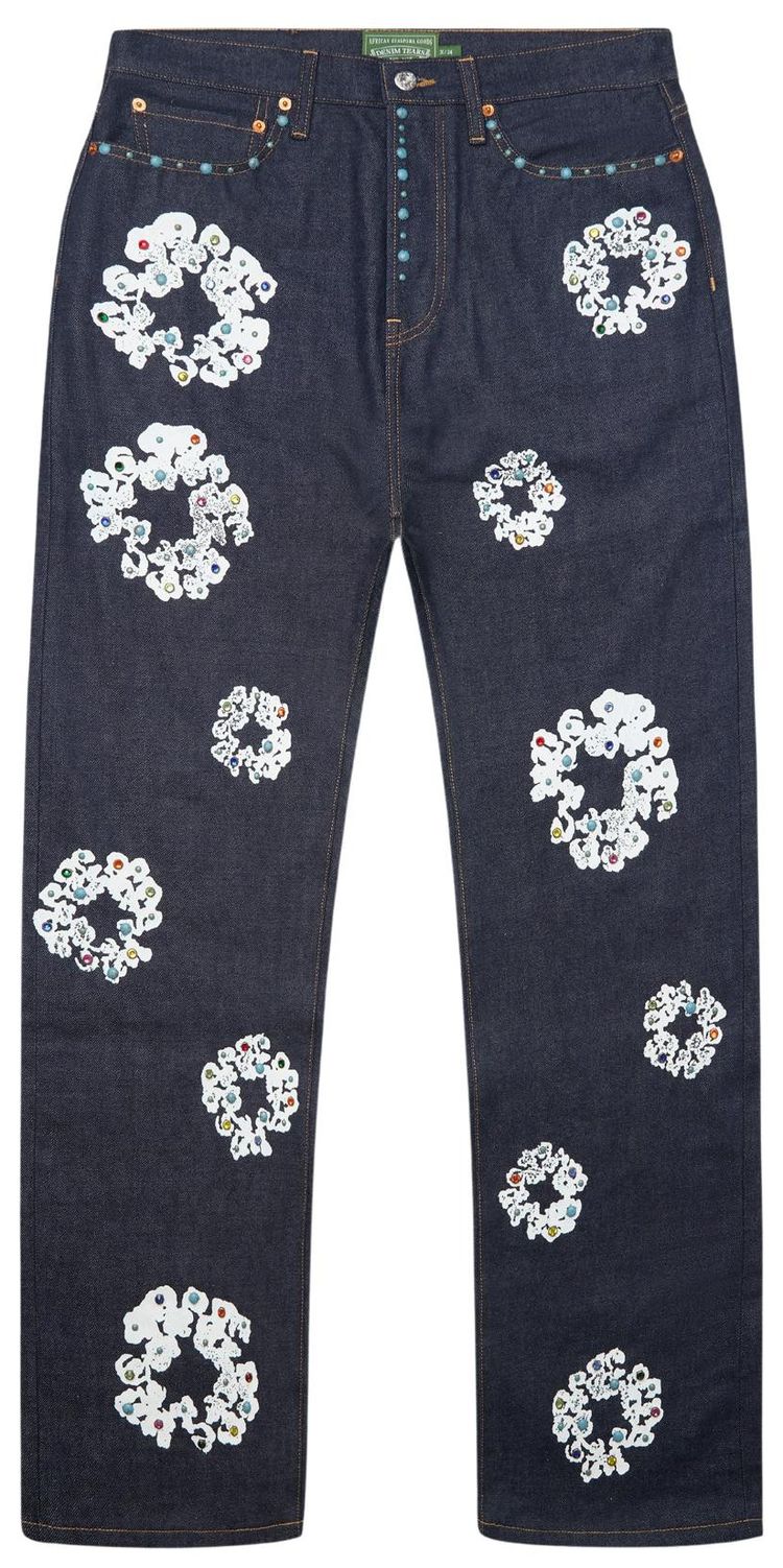 Denim Tears Baggy Studded Cotton Wreath Denim Pant Selvedge