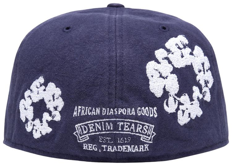 Denim Tears Cotton Wreath New Era 59FIFTY Canvas Fitted Cap Indigo