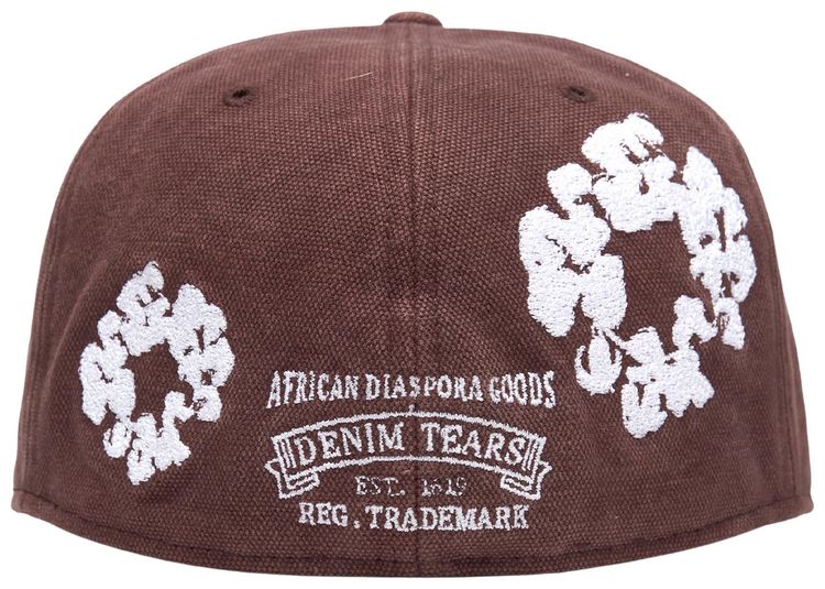 Denim Tears Cotton Wreath New Era 59FIFTY Canvas Fitted Cap Brown