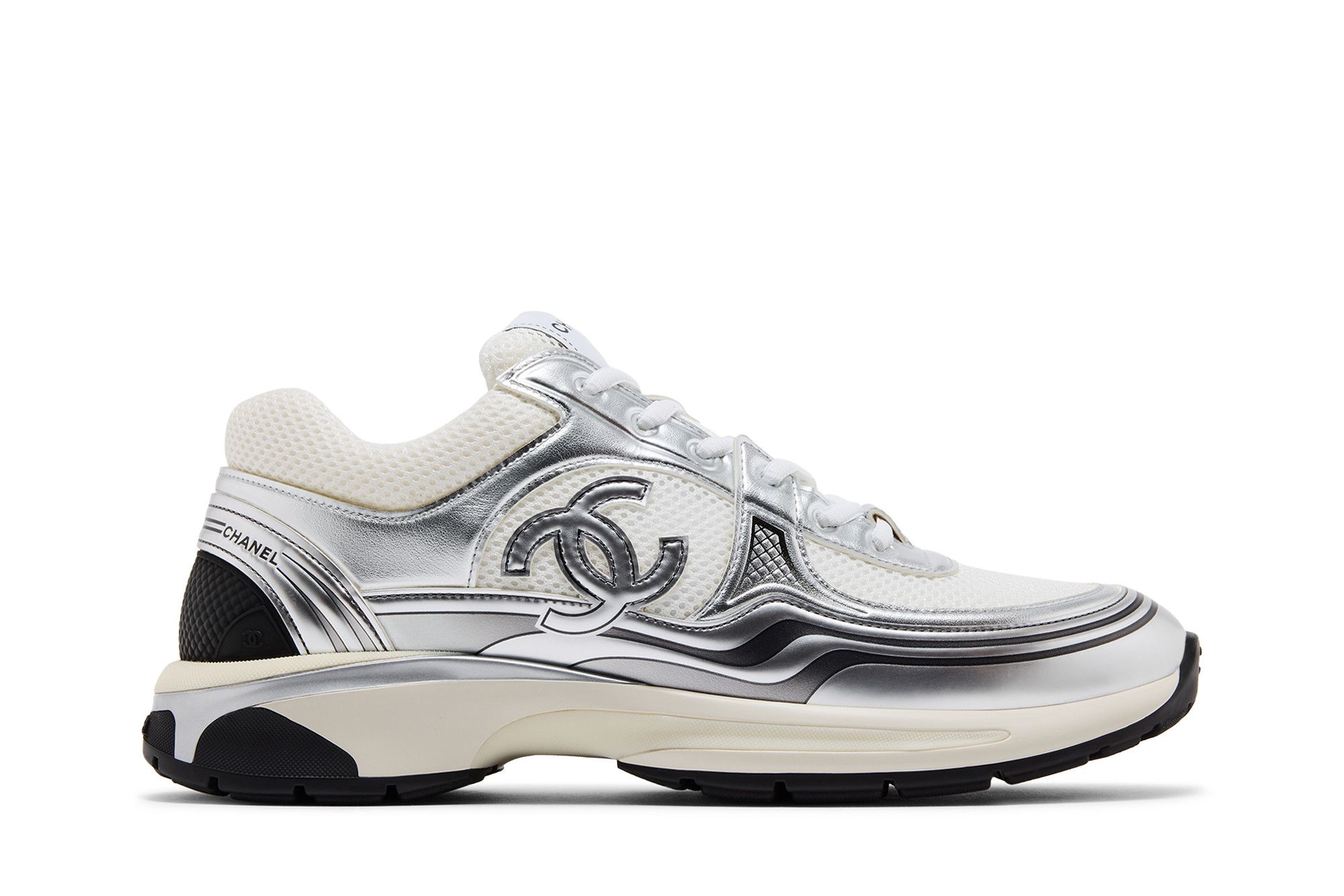 Chanel CC Logo Sneaker 'White Silver'