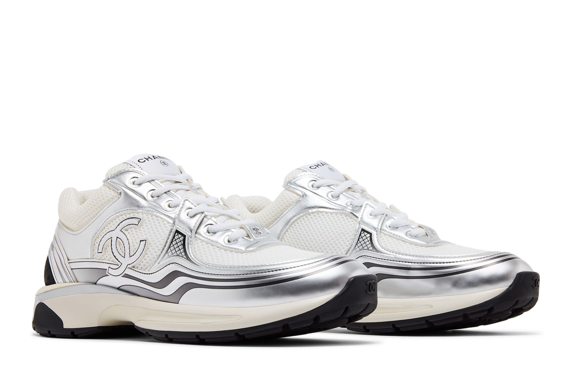 Buy Chanel CC Logo Sneaker 'White Silver' - G39794 Y56368 K5451 | GOAT