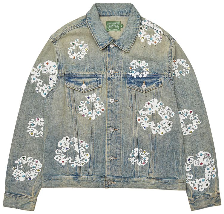 Denim Tears Studded Cotton Wreath Denim Jacket Dirty Wash