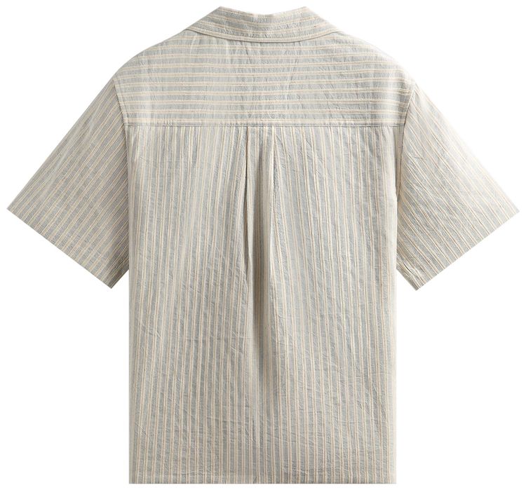 Kith Neon Slub Stripe Cropped Beckham Camp Collar Shirt Sandrift