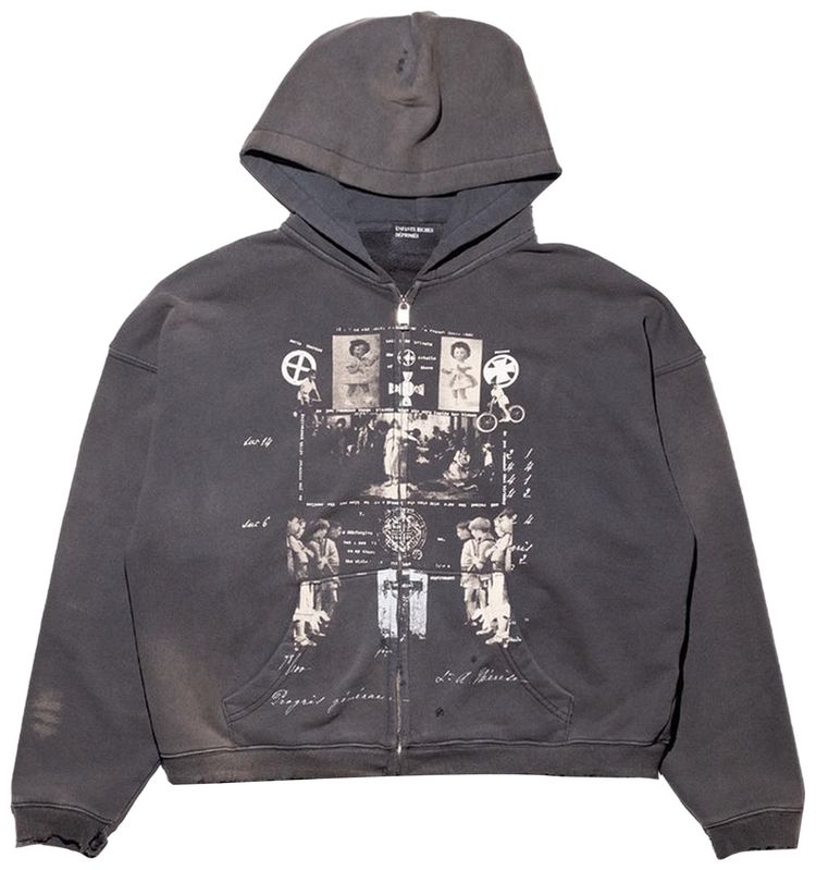 Enfants Riches Deprimes Djagilevs Grave Zip Up Hoodie Washed Black