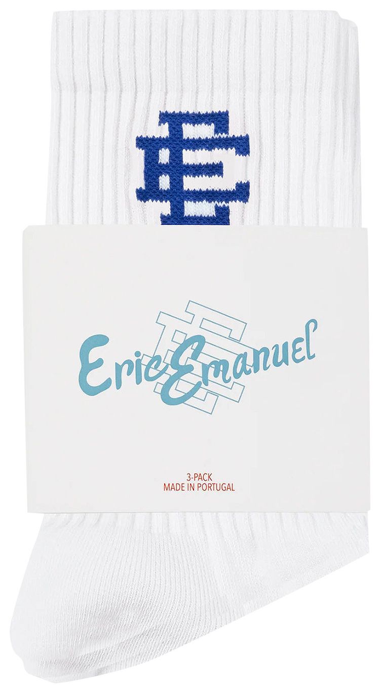 Eric Emanuel EE 3 Pack Crew Sock White