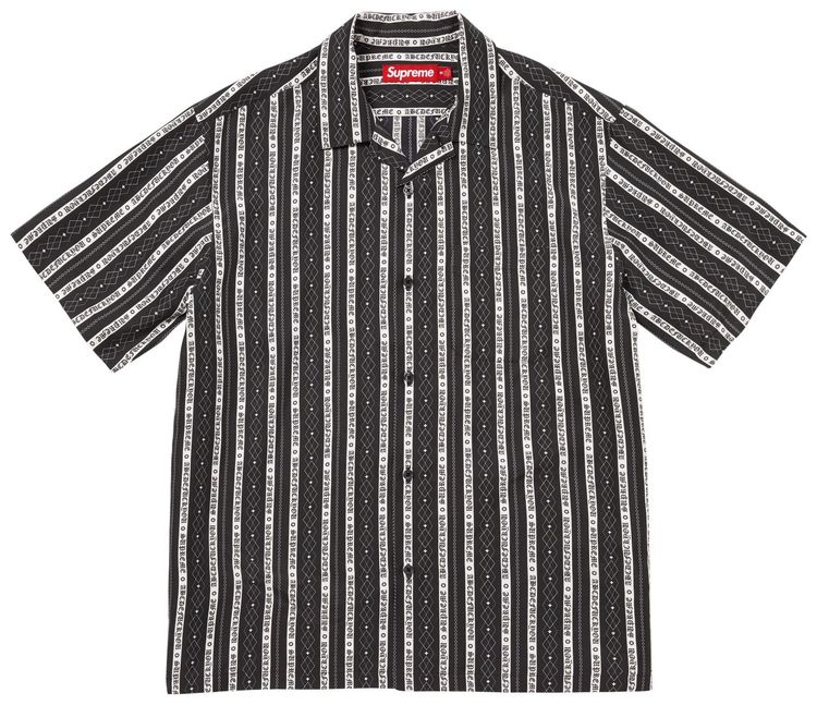 Supreme Old English Stripe Silk Short Sleeve Shirt Black
