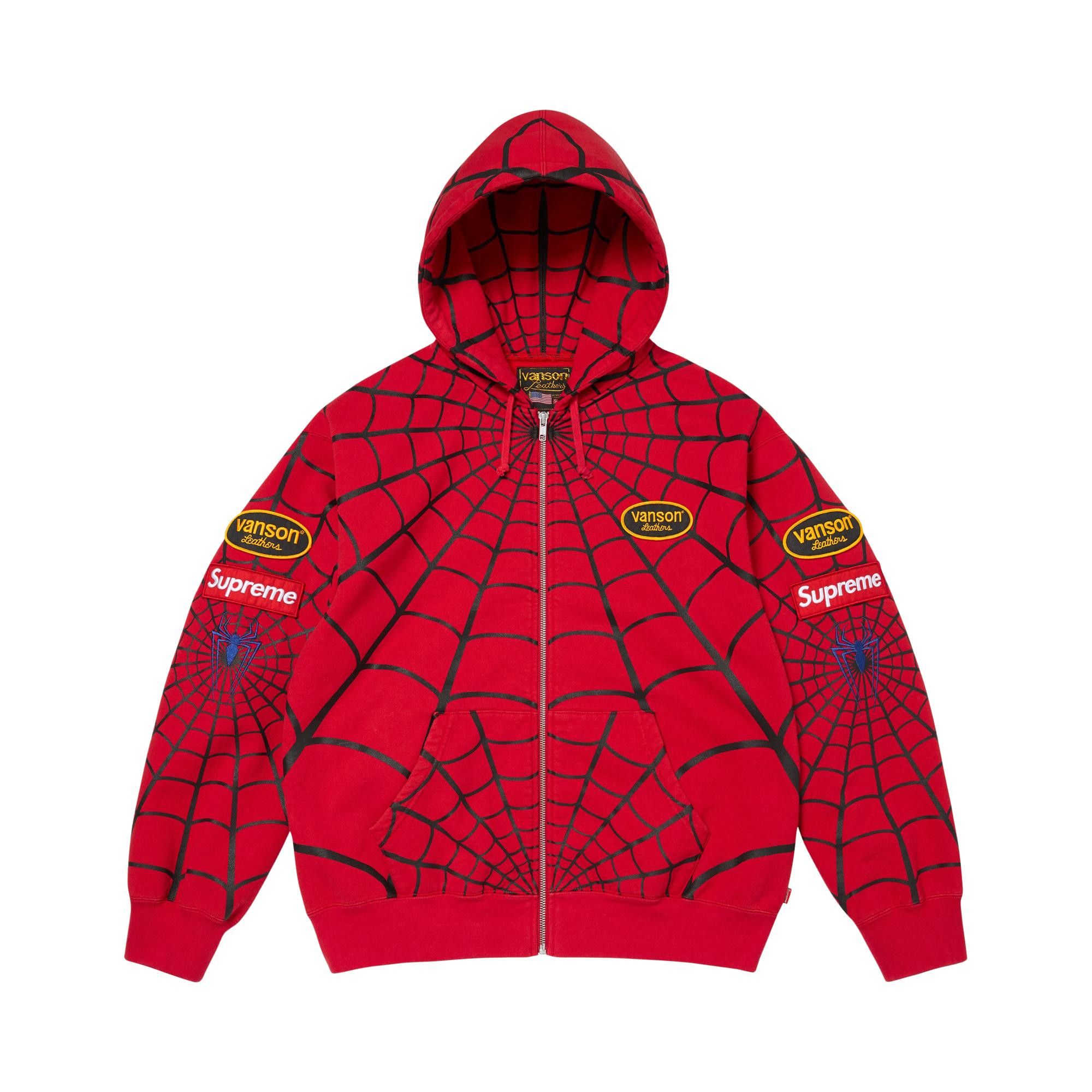 Buy Supreme x Vanson Leathers Spider-Man Zip Up Hooded Sweatshirt