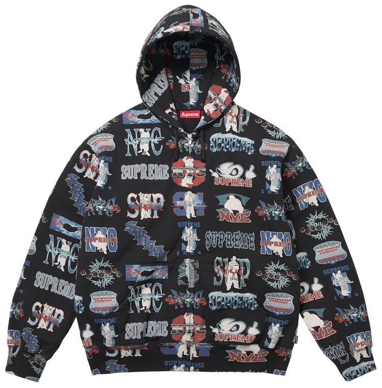 Supreme Flash Zip Up Hooded Sweatshirt Black