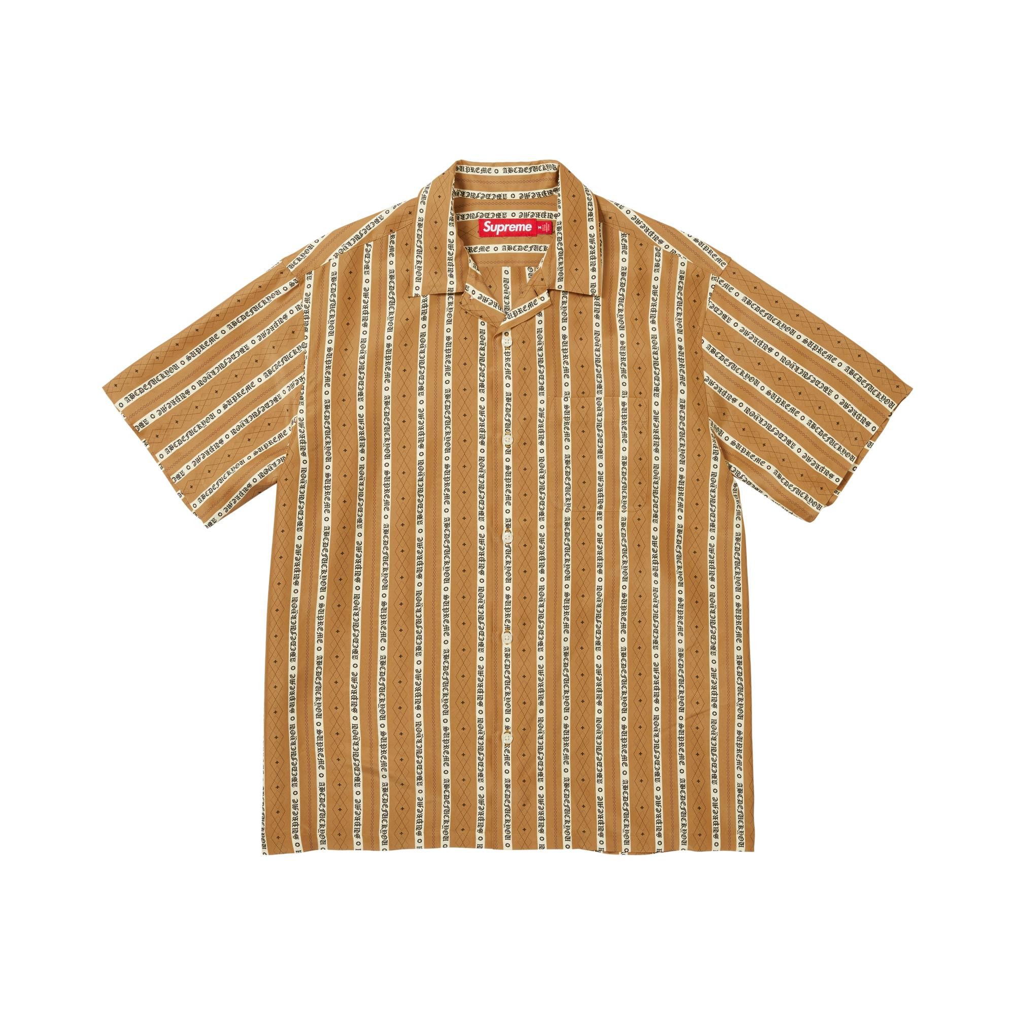Buy Supreme Old English Stripe Silk Short-Sleeve Shirt 'Gold