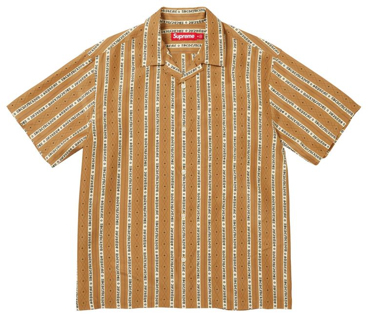 Supreme Old English Stripe Silk Short Sleeve Shirt Gold