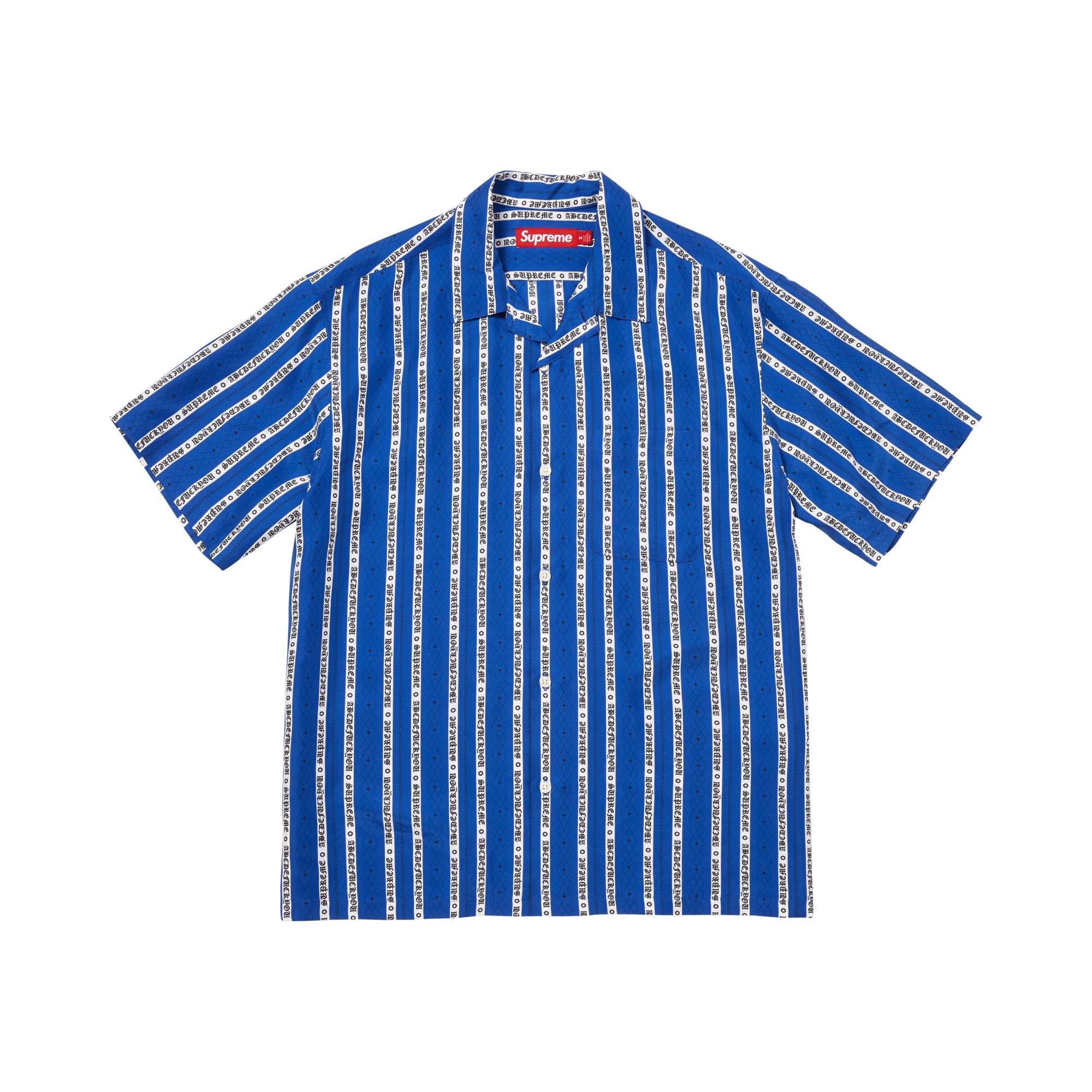 Buy Supreme Old English Stripe Silk Short-Sleeve Shirt 'Royal