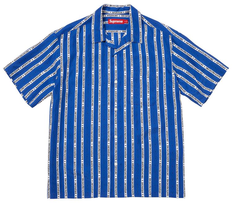 Supreme Old English Stripe Silk Short Sleeve Shirt Royal