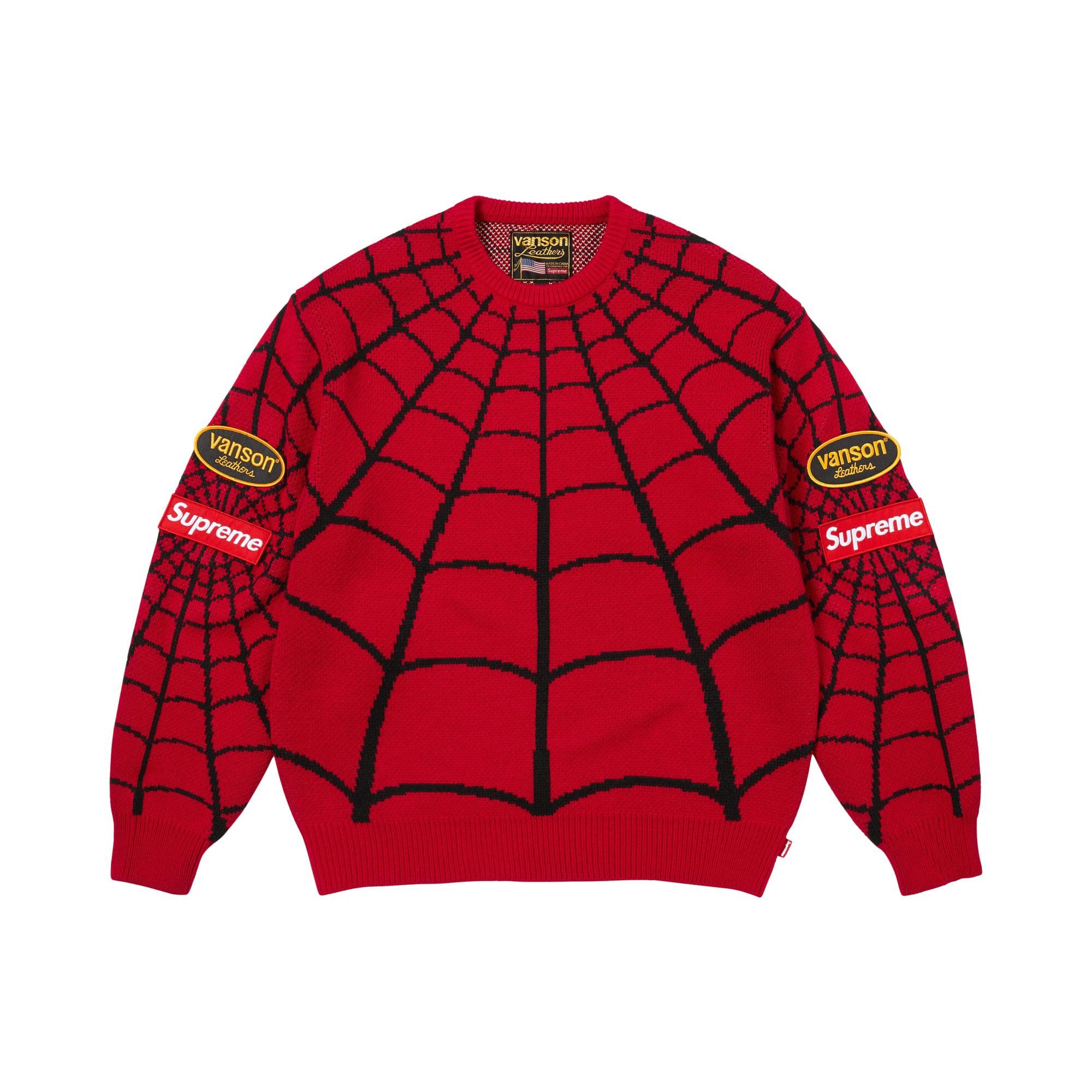 Buy Supreme x Vanson Leathers Spider-Man Sweater 'Red' - SS26SK41