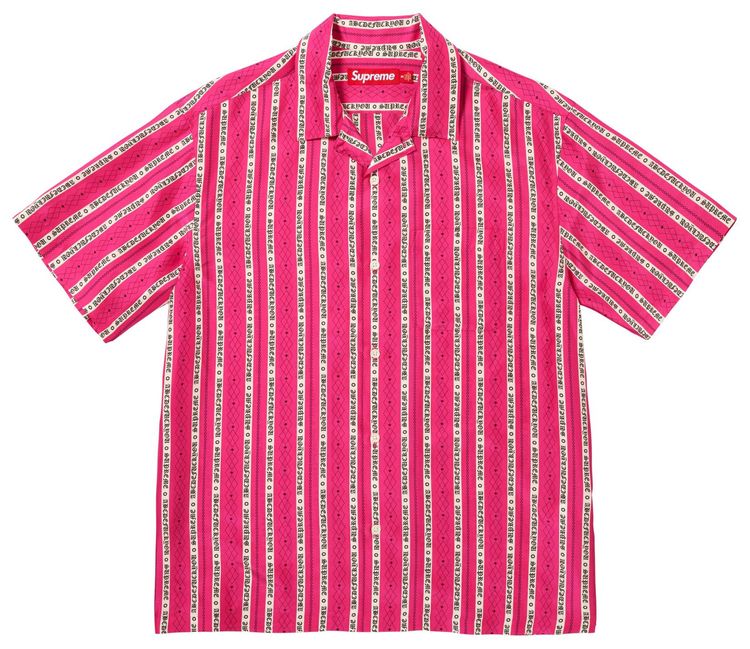 Supreme Old English Stripe Silk Short Sleeve Shirt Magenta
