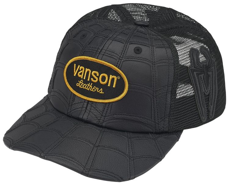 Supreme x Vanson Leathers Spider Man Mesh Back 6 Panel Black
