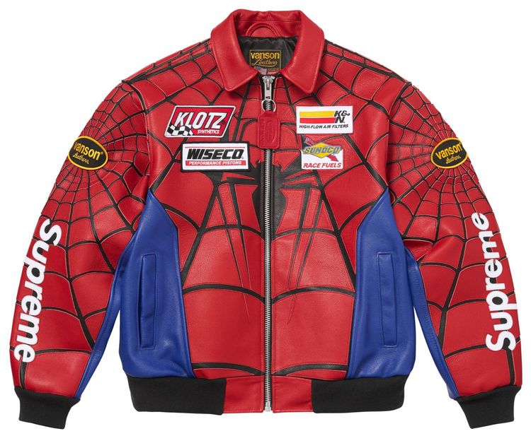 Supreme x Vanson Leathers Spider Man Jacket Red