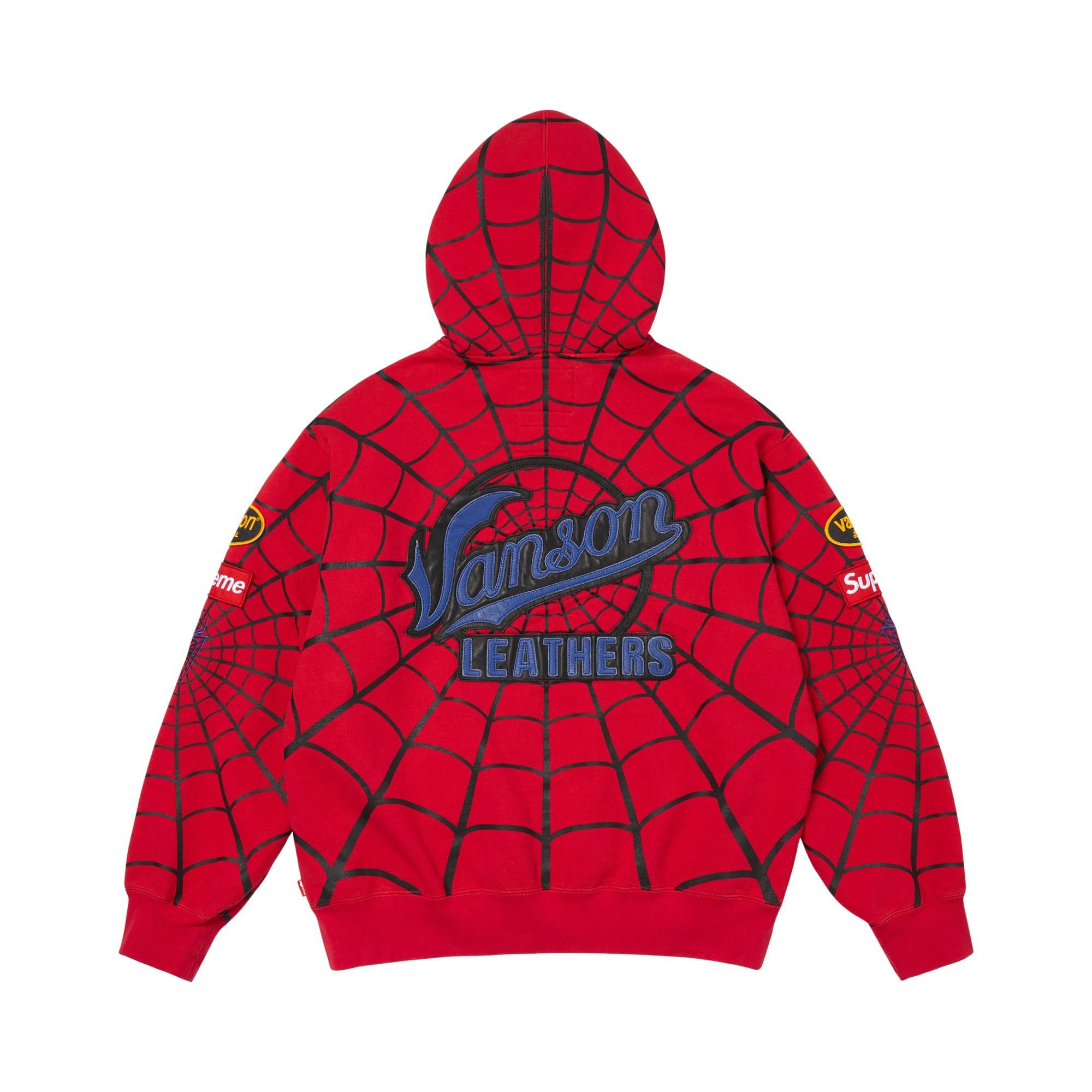 Buy Supreme x Vanson Leathers Spider-Man Zip Up Hooded Sweatshirt