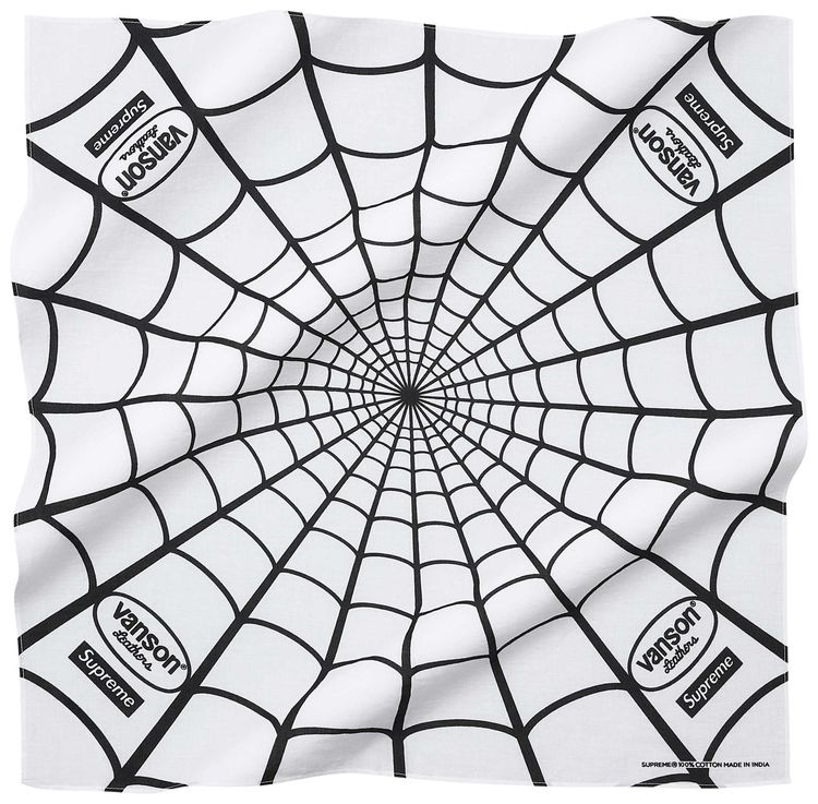 Supreme x Vanson Leathers Spider Man Bandana White