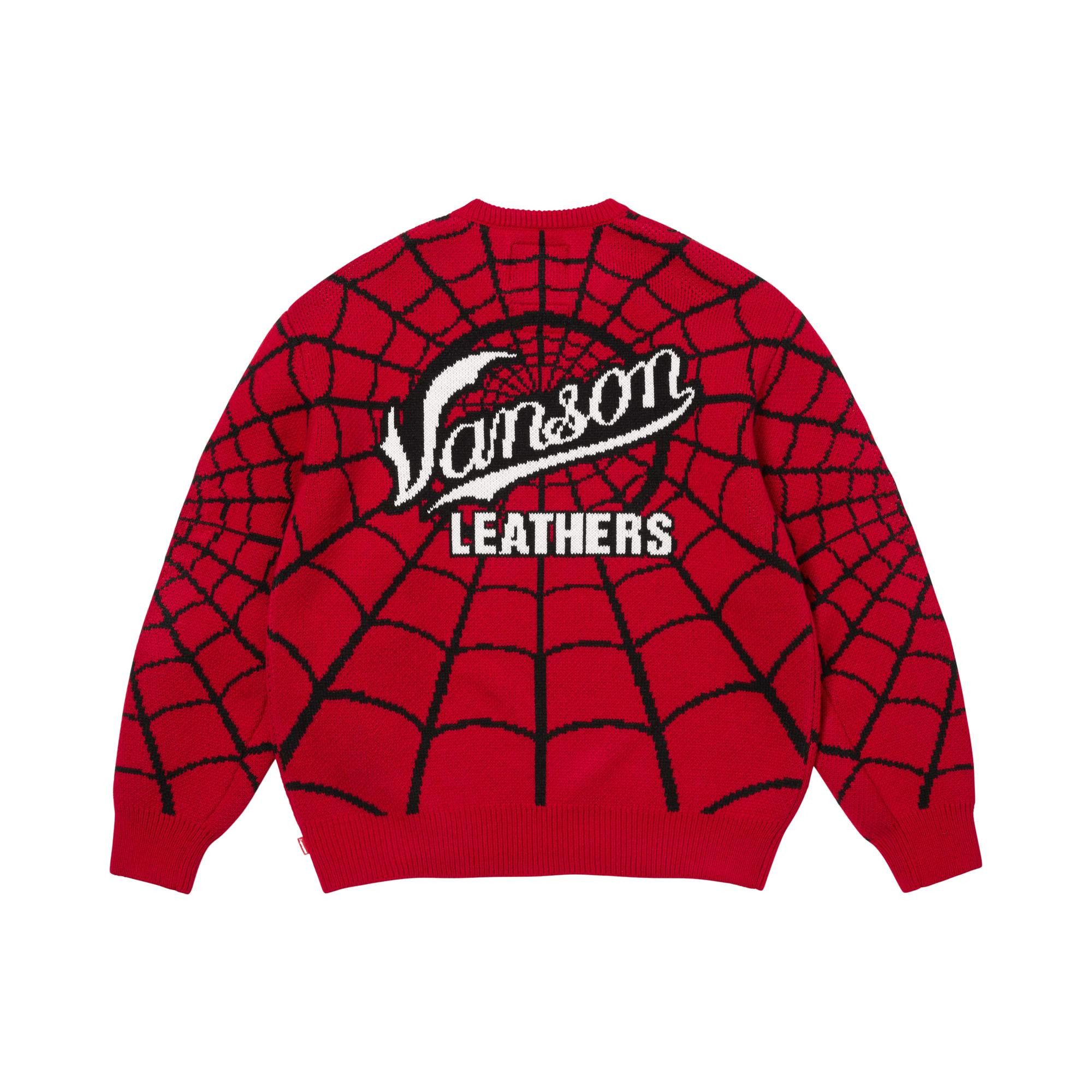 Buy Supreme x Vanson Leathers Spider-Man Sweater 'Red' - SS26SK41
