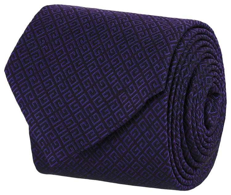 Givenchy 4G Pattern Silk Tie Purple Tonal