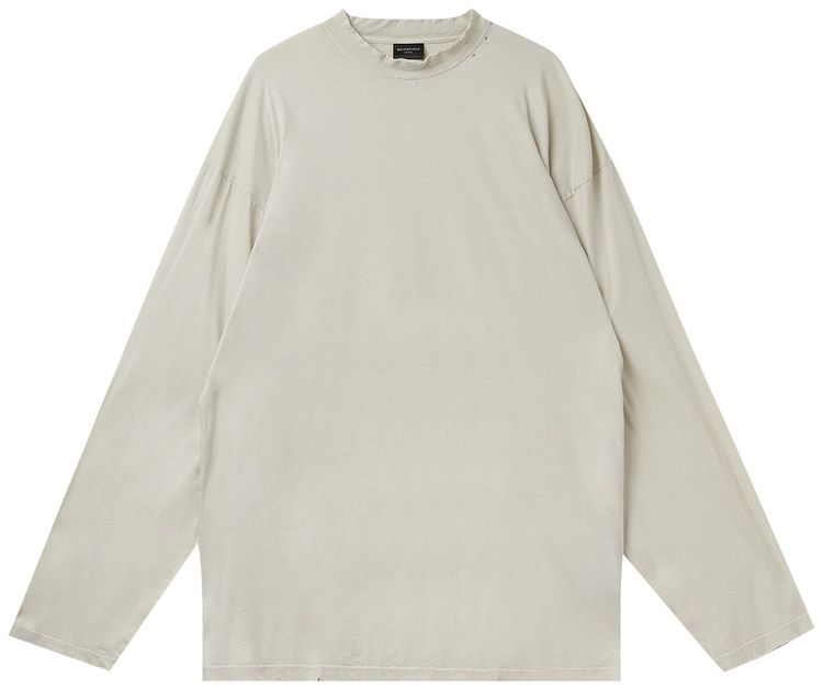 Balenciaga Long Sleeve Oversized Distressed T Shirt ShellBlack