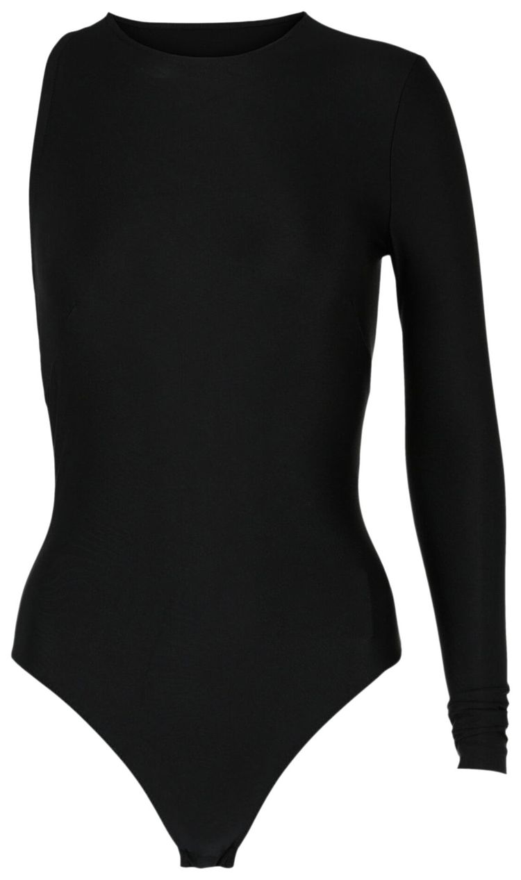 Balenciaga One Sleeve Open Back Bodysuit Black