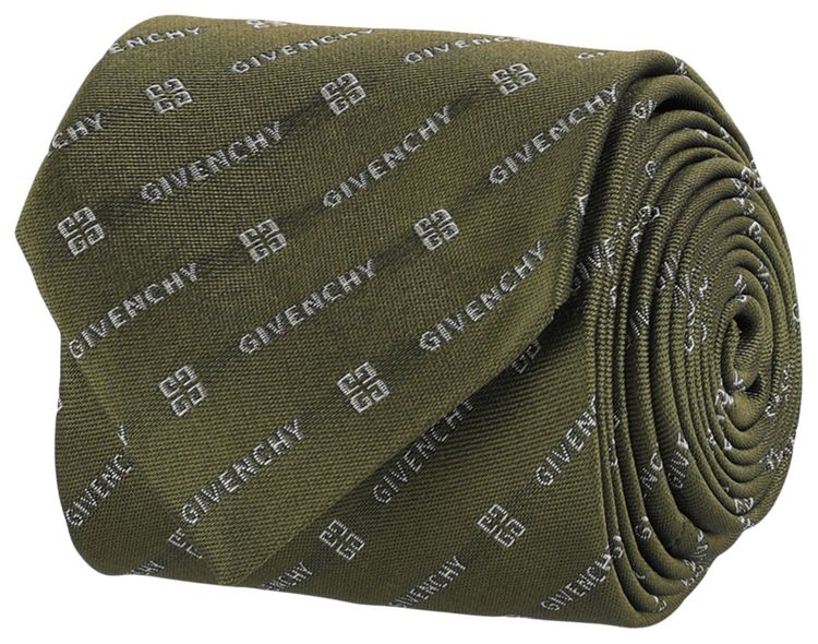 Givenchy Diagonal 4G Silk Tie Almond GreenNatural