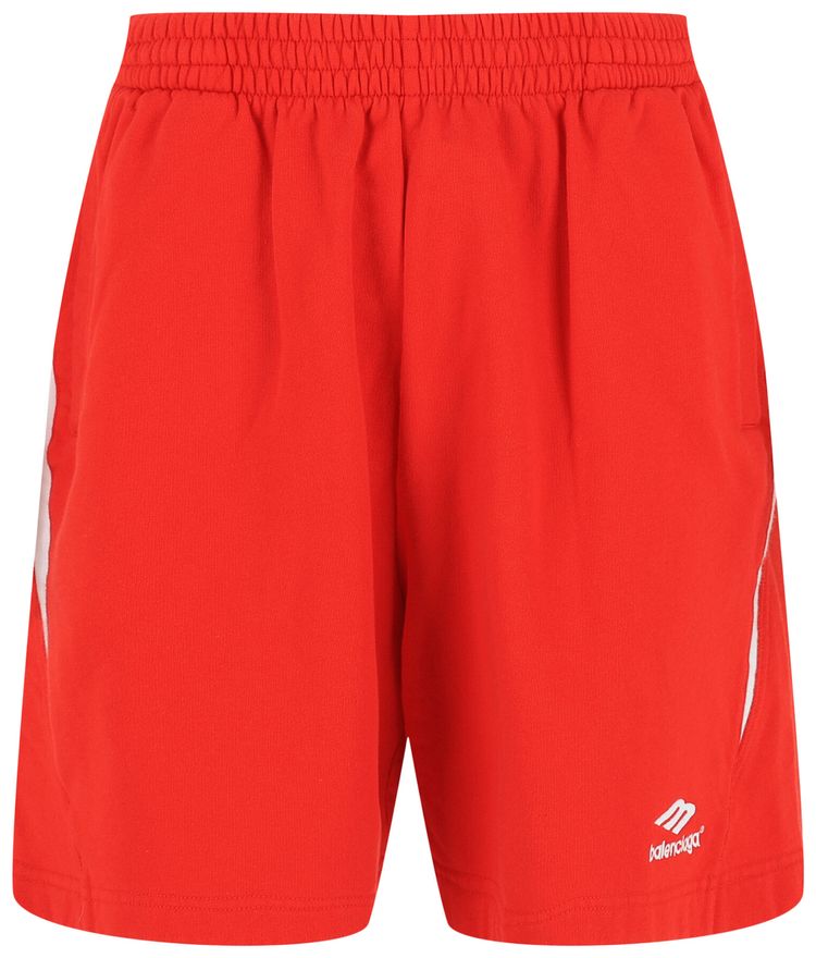 Balenciaga 3B Logo Sweat Shorts Bright RedWhite