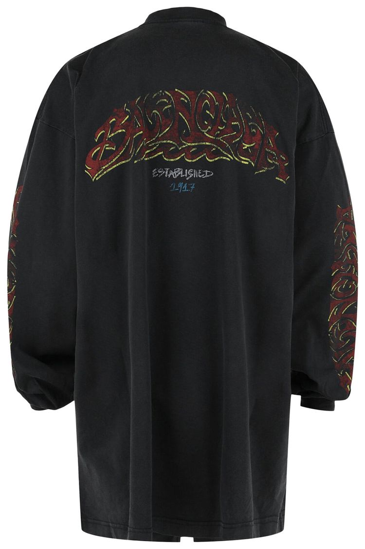 Balenciaga Graphic Long Sleeve T Shirt Black