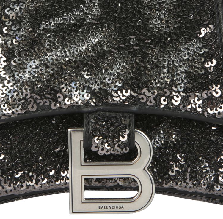 Balenciaga Hourglass XS Top Handle Bag With Sequins BlackDark Grey