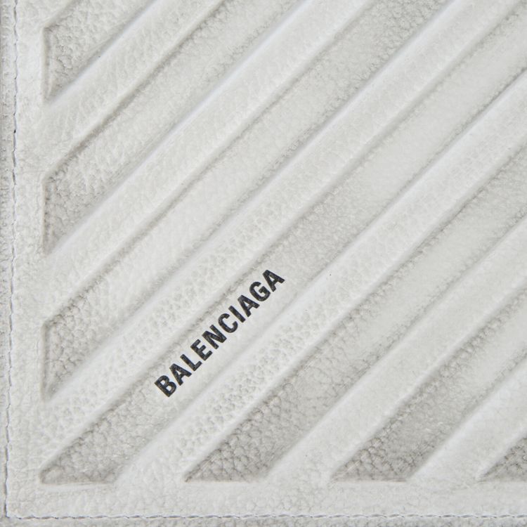 Balenciaga Distressed Grained Calfskin Embossed Car Flap Bag WhiteBlackDirt