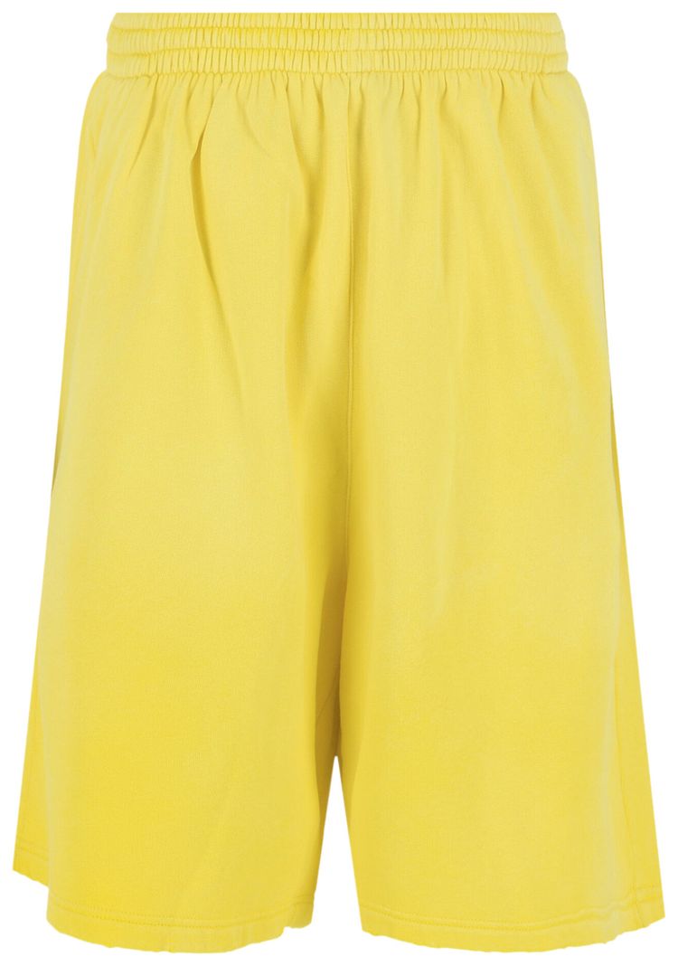 Balenciaga Distressed Cotton Sweat Shorts Yellow