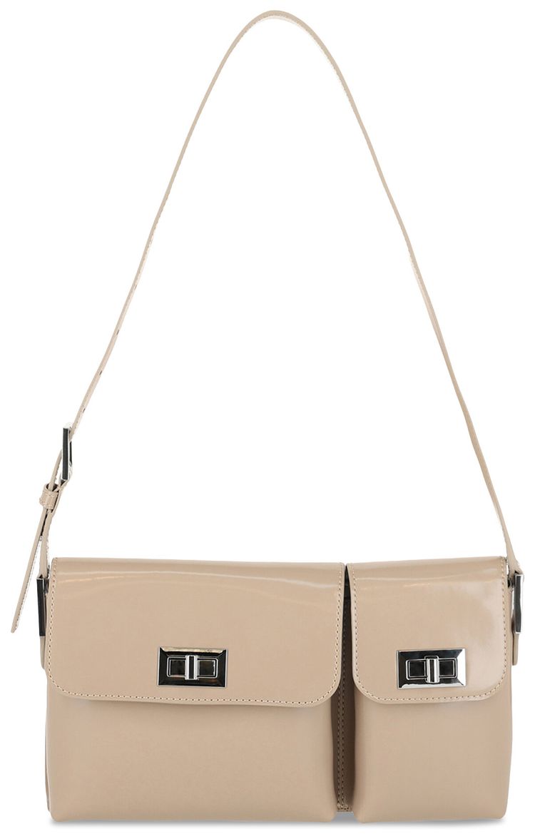 BY FAR Billy Patent Leather Shoulder Bag Taupe