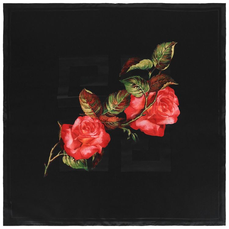 Givenchy 4G Flower Silk Scarf Black