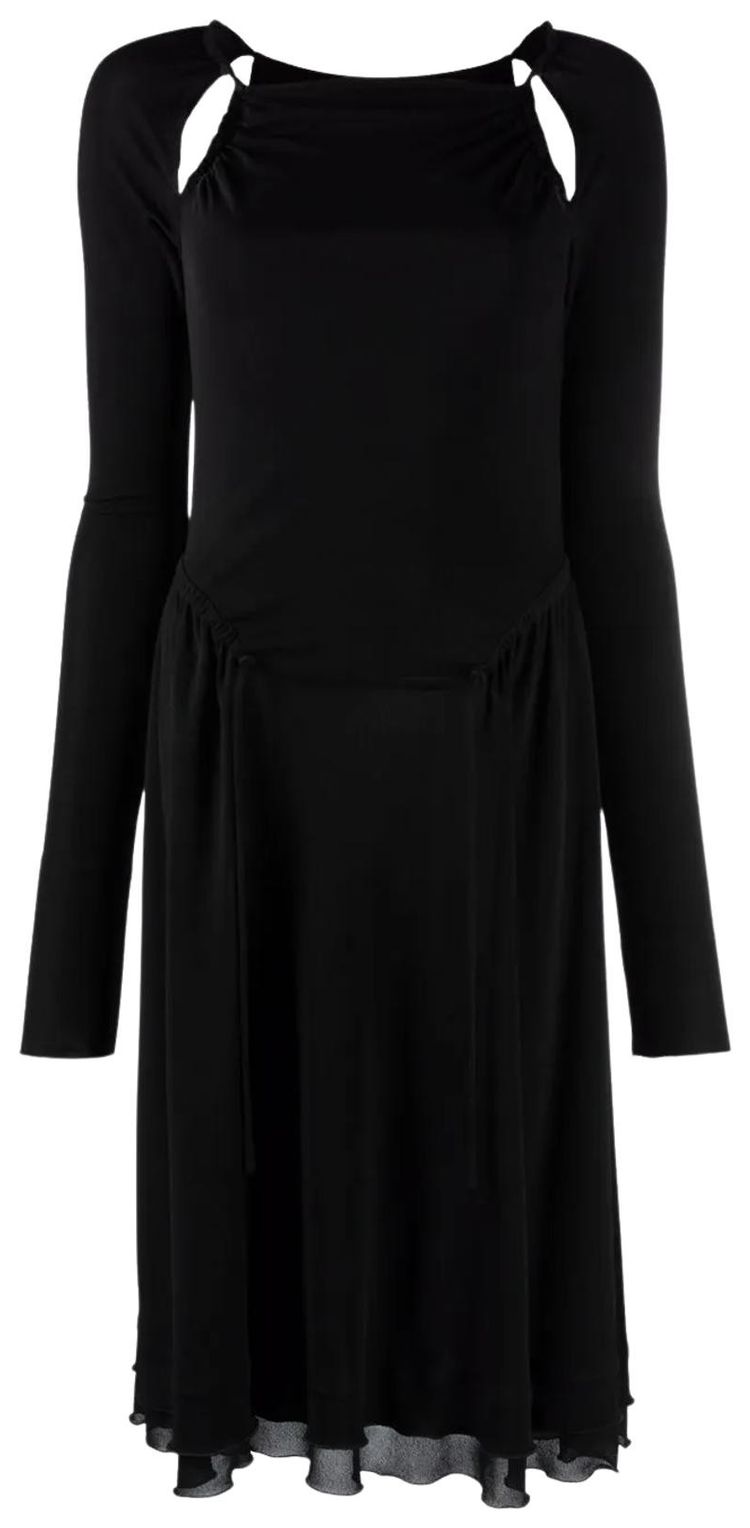 Ferragamo Cut Out Detailed Midi Dress Black