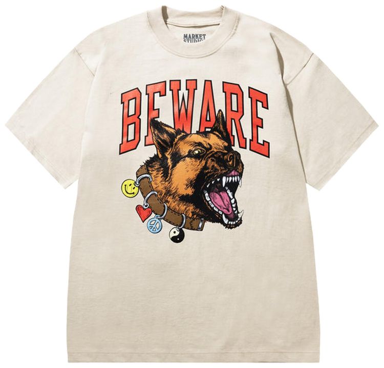 Market Smiley Beware My Collar T Shirt Wood Ash