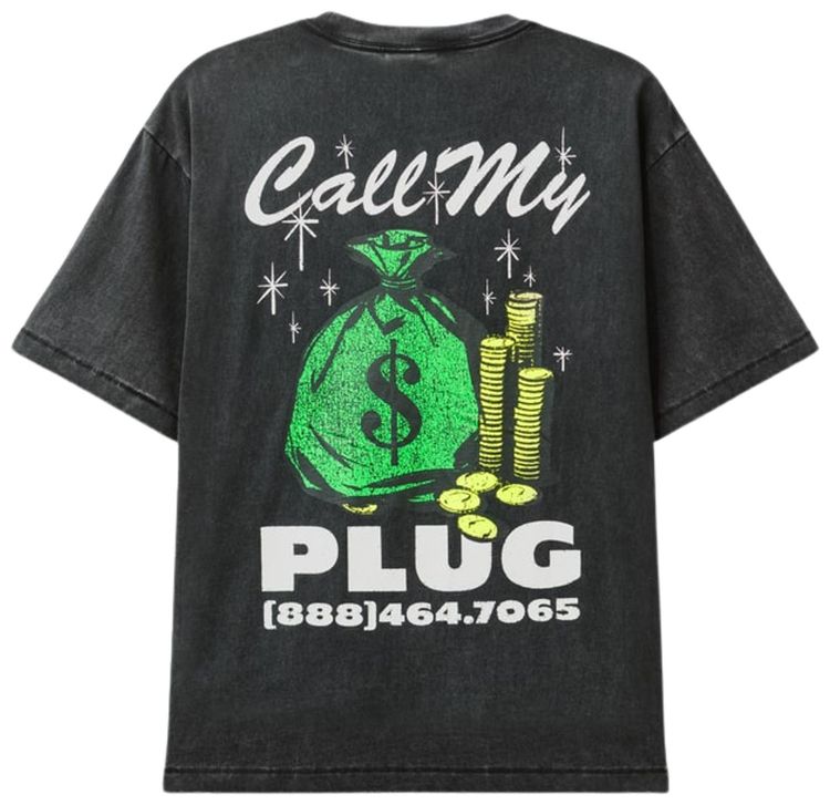 Market Call My Plug T Shirt Washed Black
